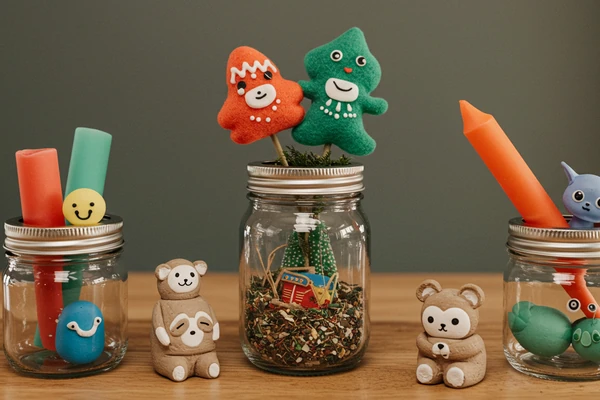 Como fazer centro de mesa infantil com potes de vidro reciclados