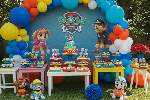 Como organizar festa simples com tema Patrulha Canina no quintal