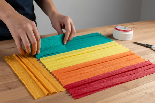 Painel de papel crepom sanfonado: passo a passo simples e barato
